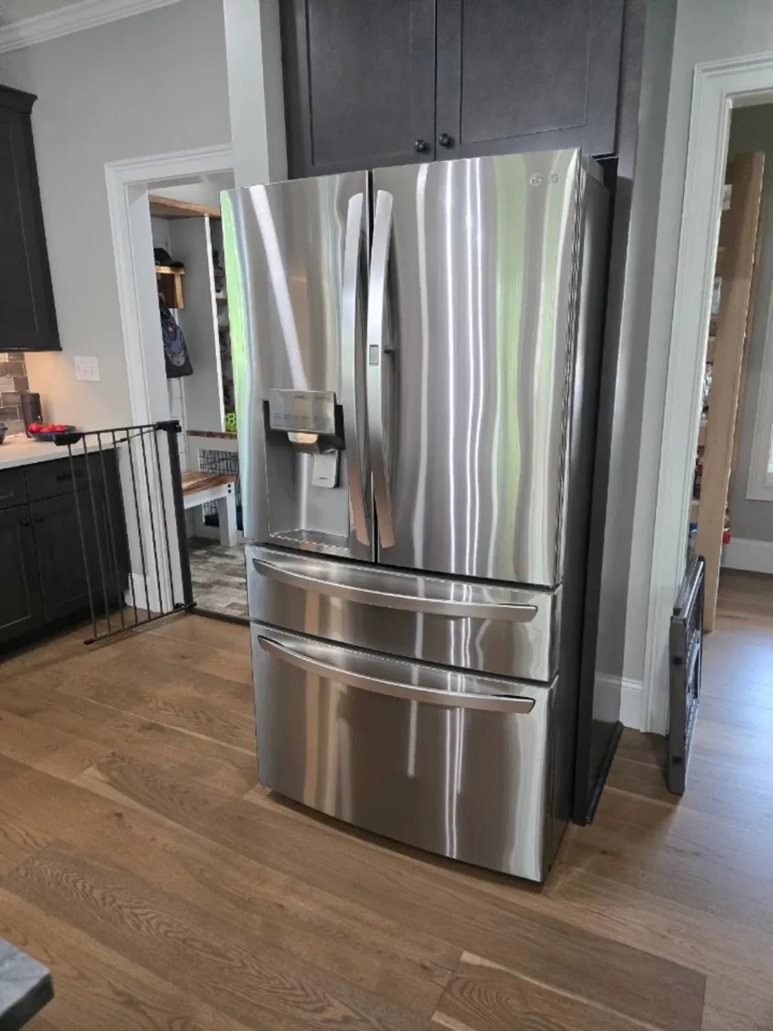 Clean stainless surfaces and flooring in a kitchen